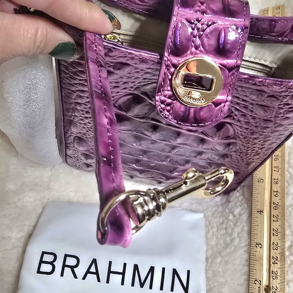 Brahmin Purple Croc-Embossed Women's Bag - Picture 6 of 10